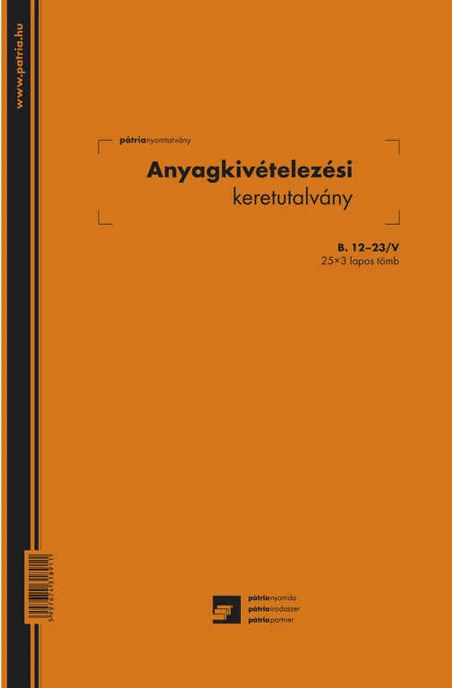 Anyagkivételezési keretutalvány 25x3 lapos tömb A/4 álló