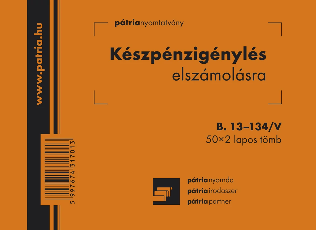 Készpénzigénylés elszámolásra 50x2 lapos tömb A/6 fekvő -i