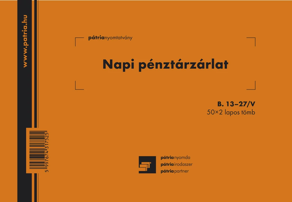 Napi pénztárzárlat 50x2 lapos tömb A/5 fekvő