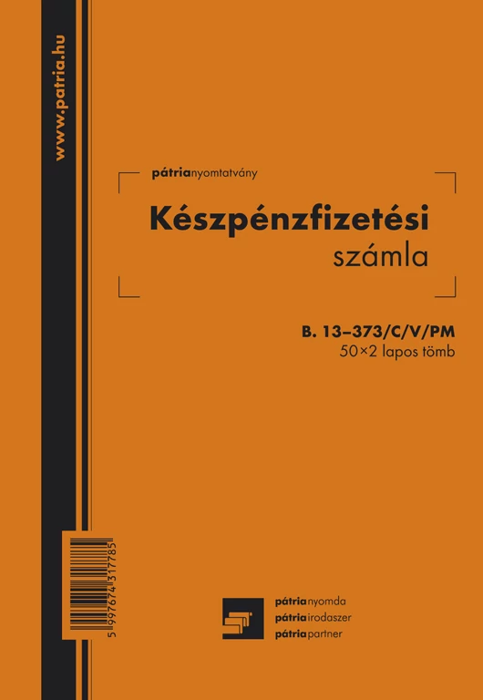 Készpénzfizetési számla 50x2 lapos tömb A/5 álló