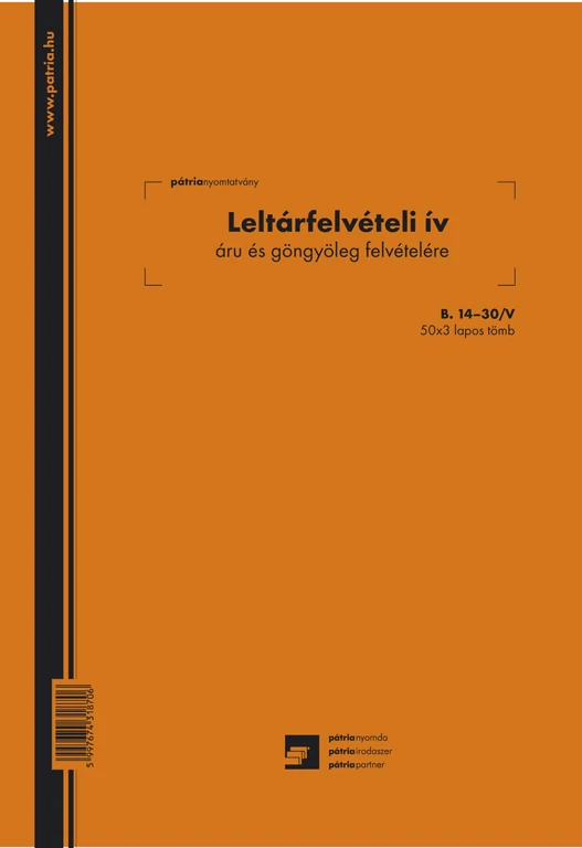 Leltárfelvételi ív áru és göngyöleg felvételére 50x3 lapos tömb A/4 álló