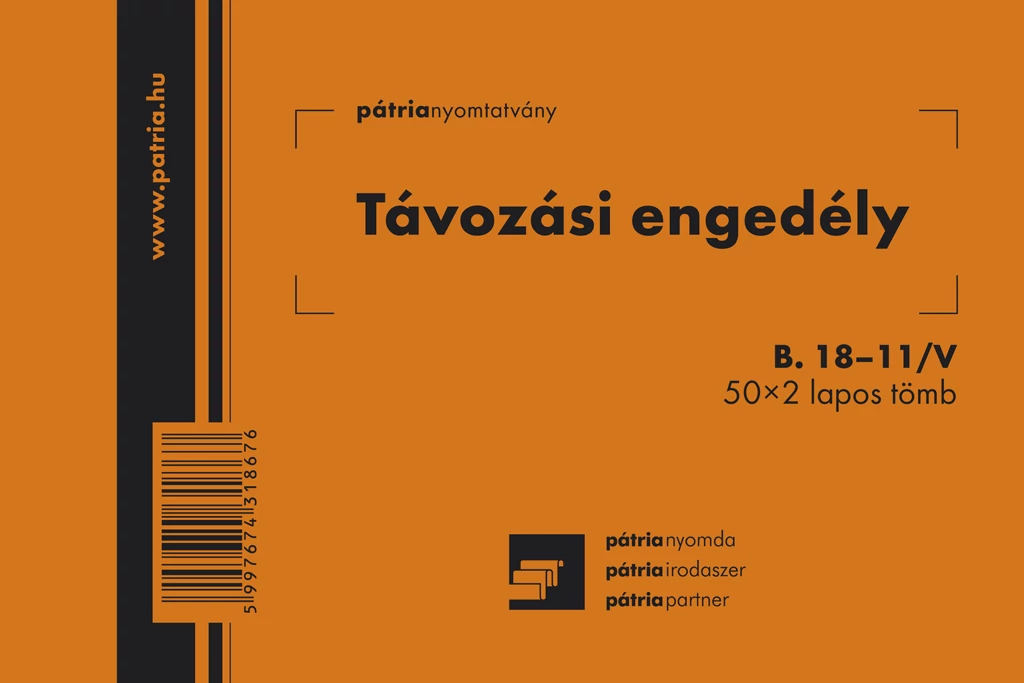 Távozási engedély 50x2 lapos tömb 105x70 mm