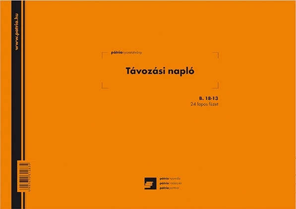 Távozási napló 24 lapos füzet A/4 fekvő