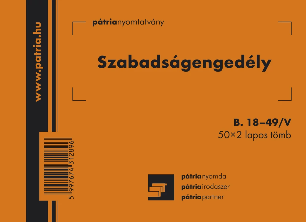 Szabadságengedély 50x2 lapos tömb A/6 fekvő