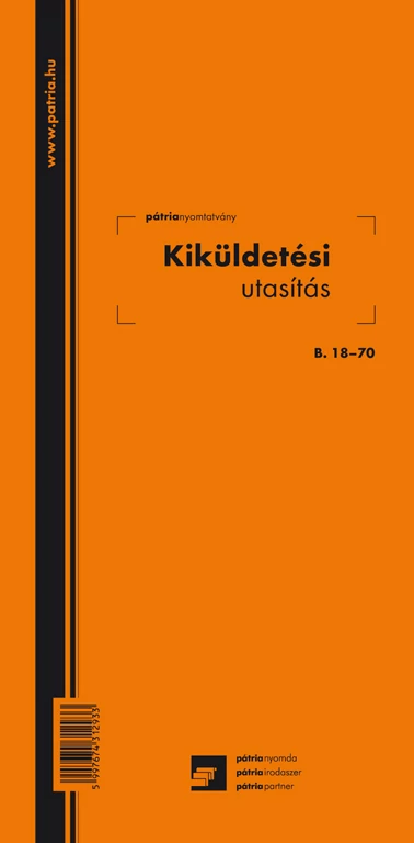 Kiküldetési utasítás (belföldi) 50 lapos tömb 140x285 mm
