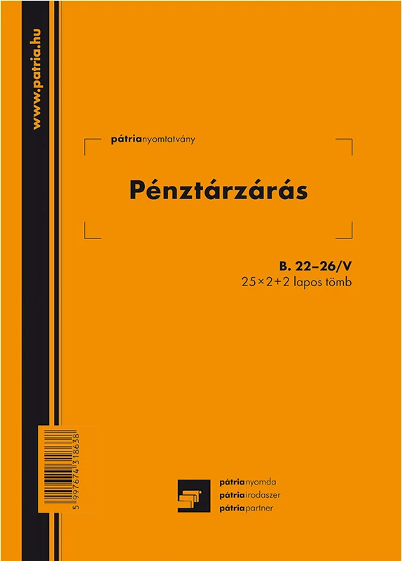 Pénztárzárás 25x2+2 lapos tömb A/5 álló