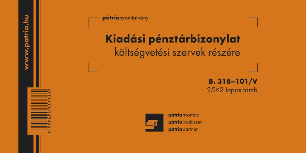 Kiadási pénztárbizonylat költségvetési 25x2 lapos tömb 203x102 mm
