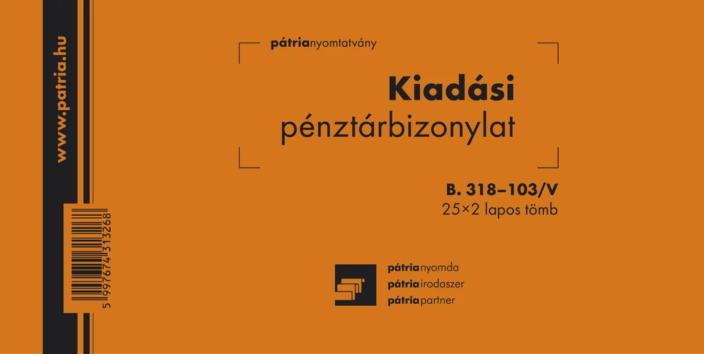Kiadási pénztárbizonylat 25x2 lapos tömb 203x102 mm