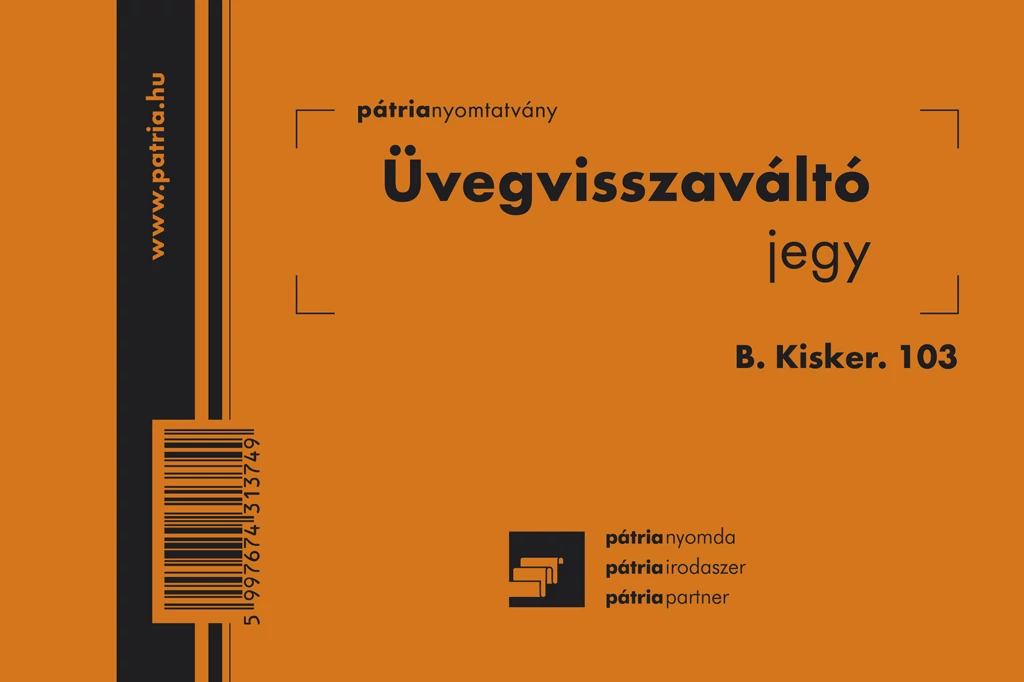 Üvegvisszaváltó jegy 100 lapos tömb 105x70 mm