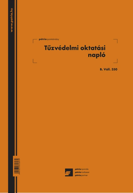 Tűzvédelmi oktatási napló 24 lapos füzet A/4 álló