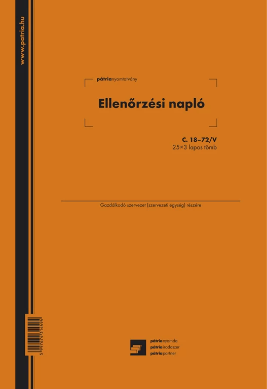 Ellenőrzési napló 25x3 lapos tömb A/4 álló