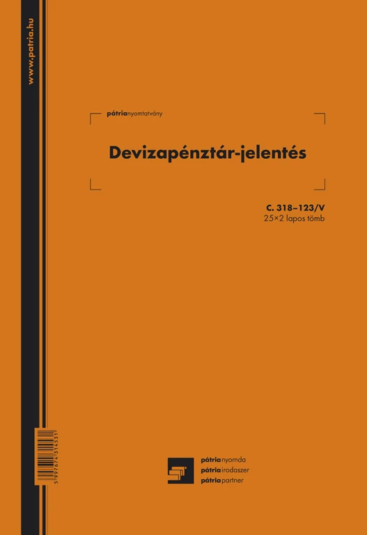 Deviza pénztárjelentés 25x2 lapos tömb A/4 álló
