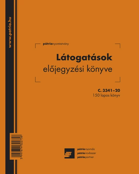 Látogatásokat előjegyző könyv 150 lapos 206x173 mm