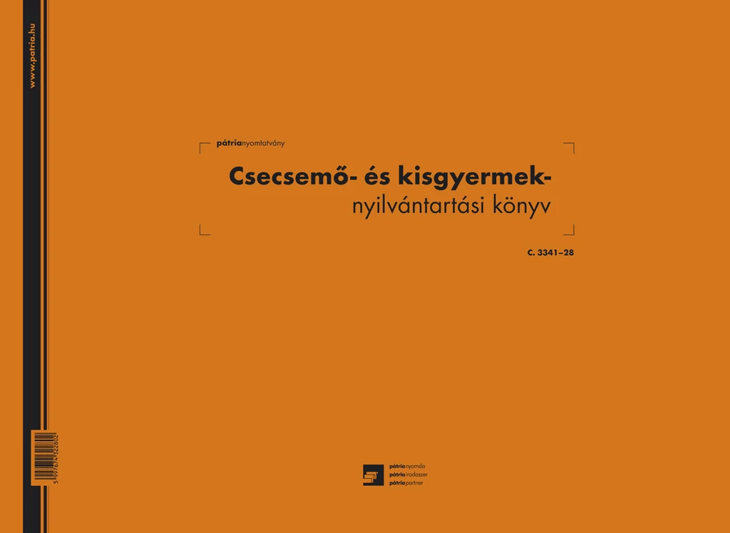 Csecsemő és kisgyermek nyilvántartó 60 lapos könyv A/3 fekvő