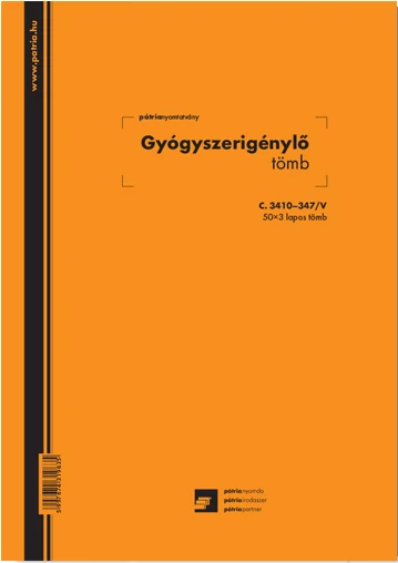 Gyógyszerigénylés 50x3 lapos tömb A/4 álló