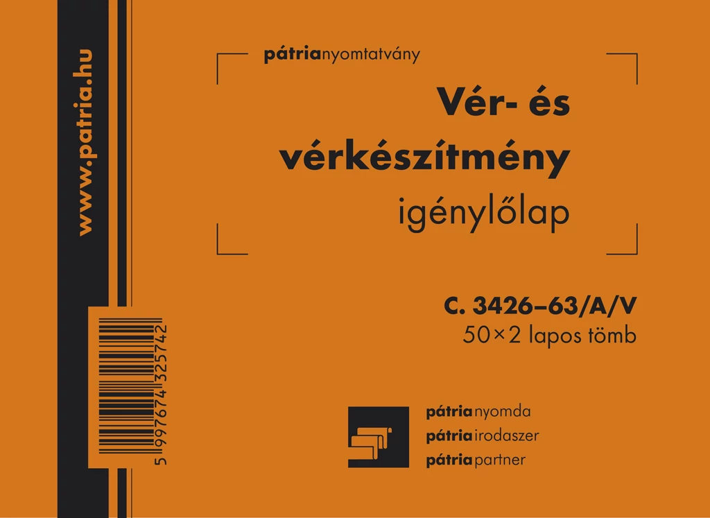 Vér, vérkészítmény igénylőlap 50x2 lapos tömb A/6