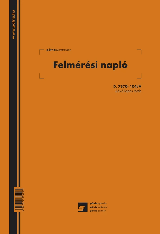 Felmérési napló 25x5 lapos tömb A/4 álló