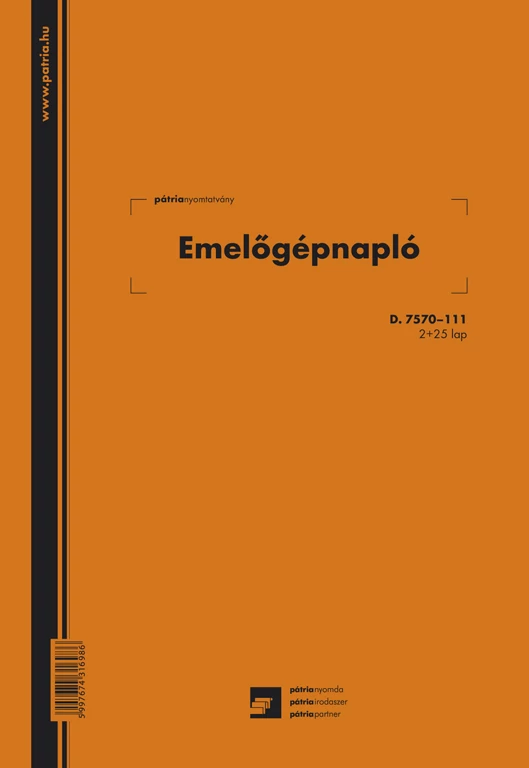 Emelőgépnapló 2+25 lapos A/4 álló
