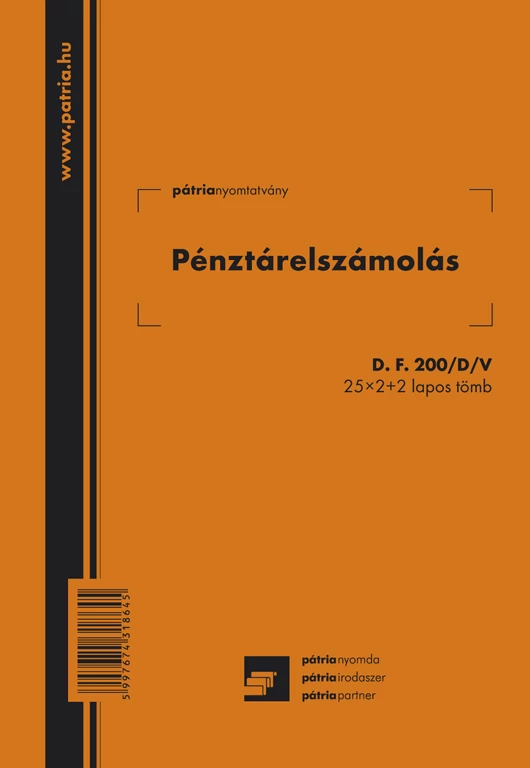Pénztárelszámolás 25x2+2 lapos tömb A/5 álló