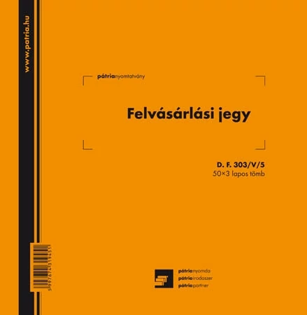 Felvásárlási jegy (mezőgazdasági termékfelvásárlás/szolgáltatás igénybevétel bizonylata) 50x3 lapos tömb