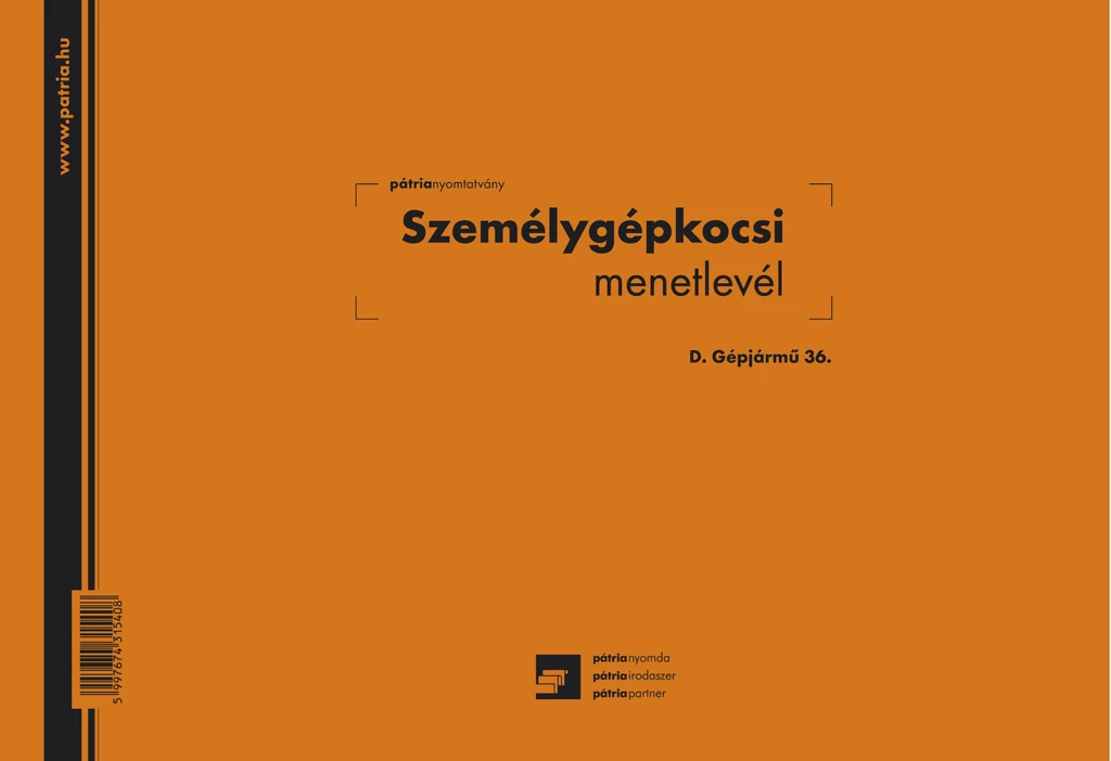 Személygépkocsi menetlevél 100 lapos tömb A/4 fekvő