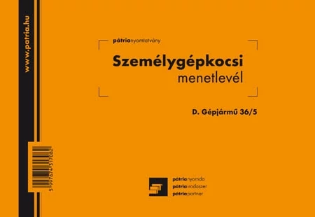 Személygépkocsi menetlevél 100 lapos tömb A/5 fekvő