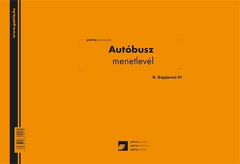 Autóbusz menetlevél 100 lapos tömb A/4 fekvő