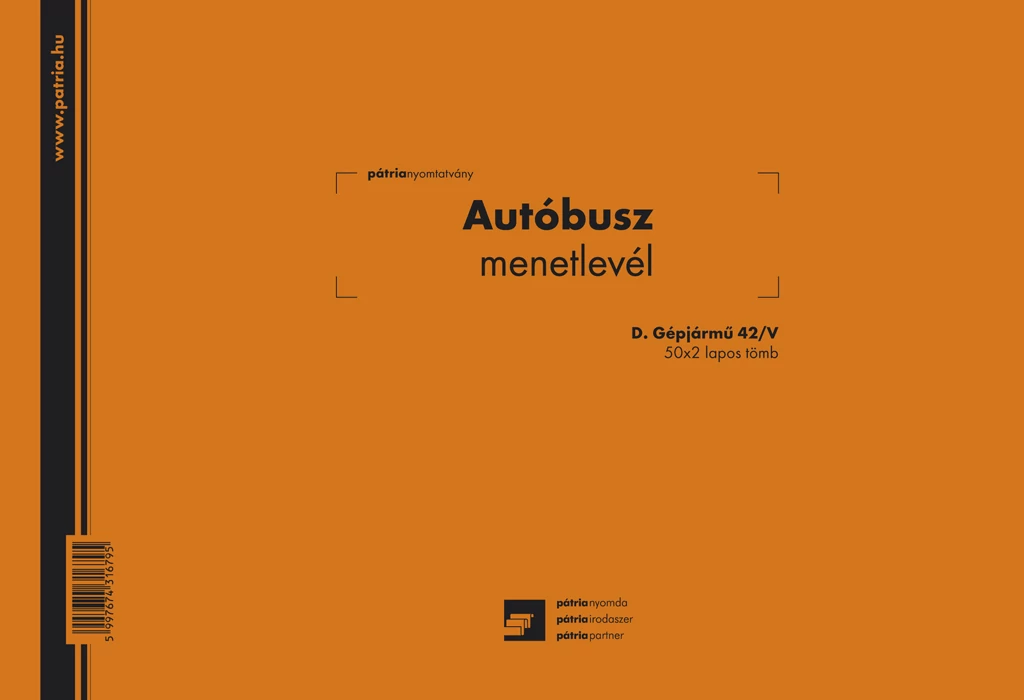 Autóbusz menetlevél 50x2 lapos tömb A/4 fekvő