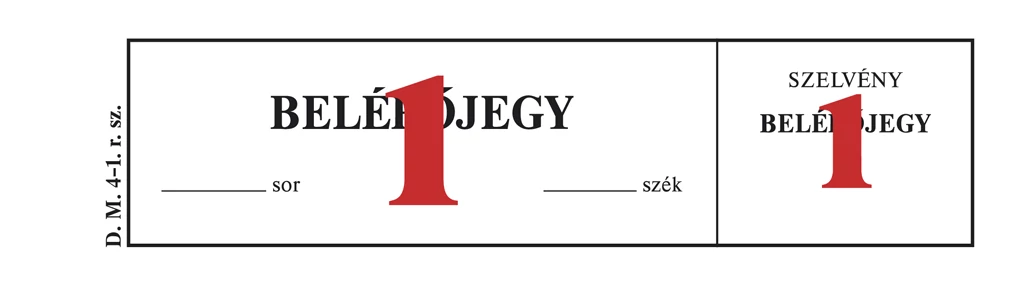 1.sz.belépőjegy 100 lapos tömb 148x40 mm