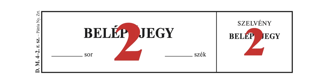 2.sz.belépőjegy 100 lapos tömb 148x40 mm