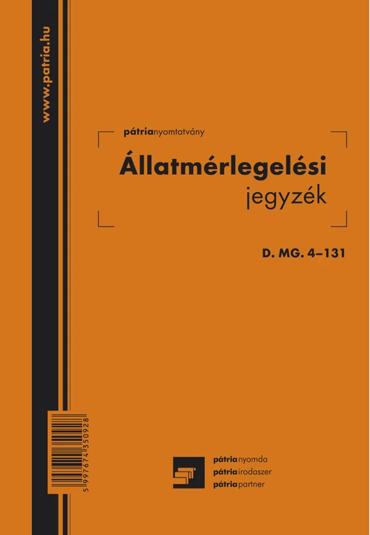 Állatmérlegelési jegy 50 lapos tömb 140x203 mm