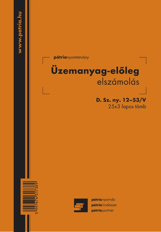 Üzemanyag-előleg elszámolás 25x3 lapos tömb A/5 álló