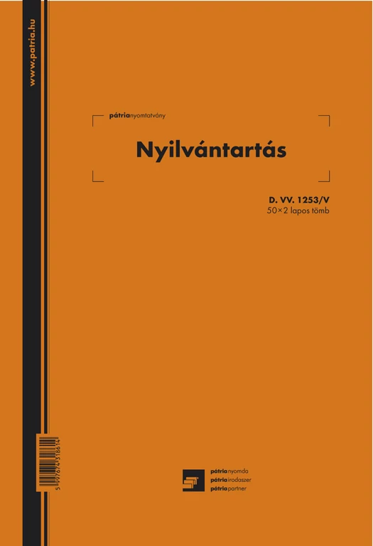 Nyilvántartás (standkönyv) 50x2 lapos tömb A/4 álló
