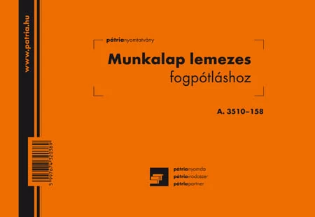 Fogászati munkalap lemezes fogpótláshoz 50x3 lapos tömb A5 fekvő