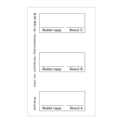 Számlaellenörző bélyeg öntapadó 50 lapos tömb 48x100 mm